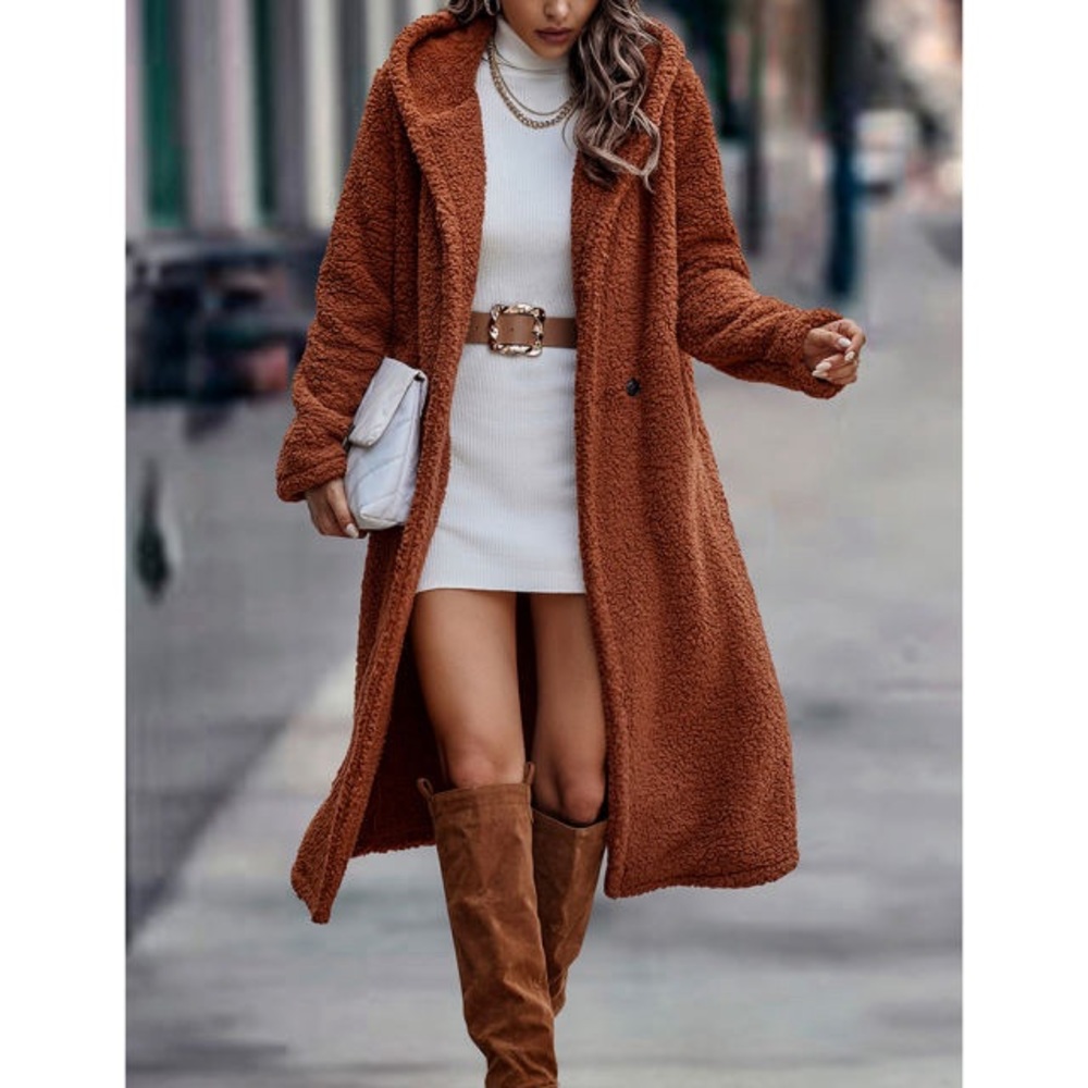 Long Hooded Bear Coat (RUST COLOR)